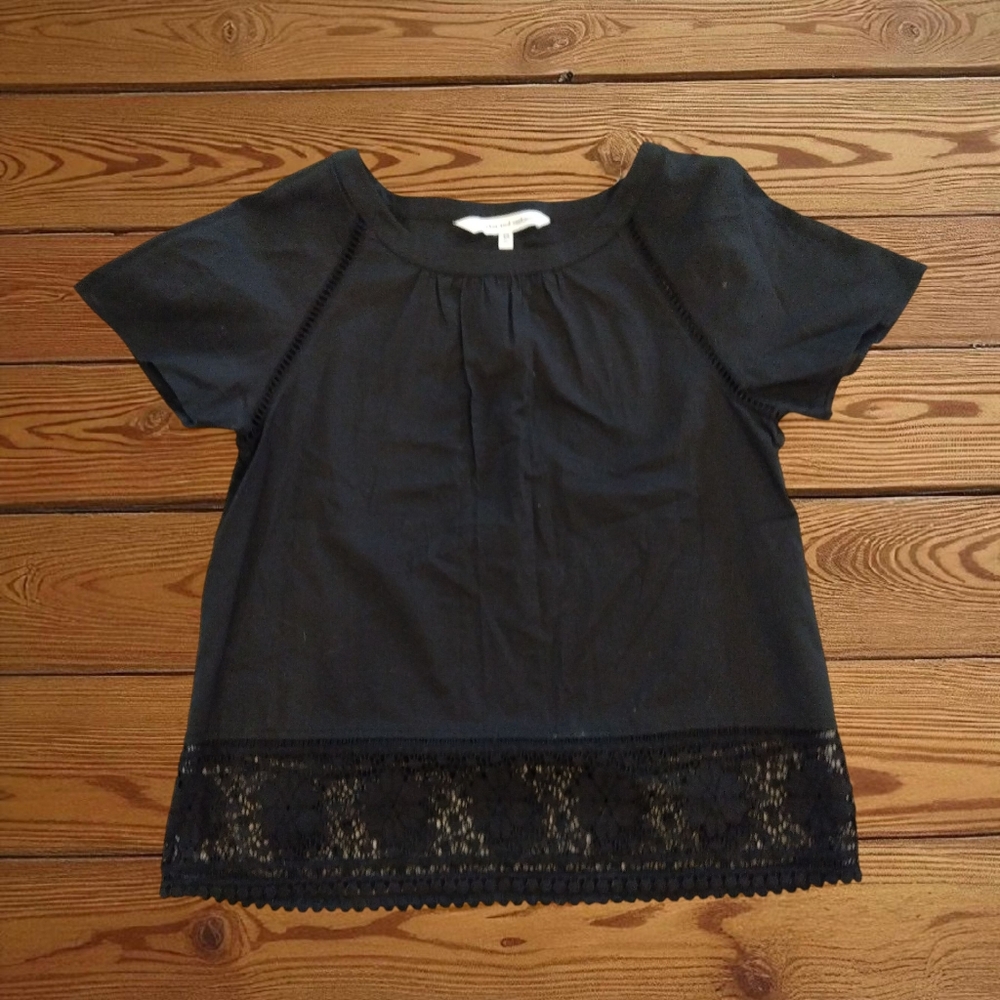 Cupcakes & Cashmere Black Lace Accent Blouse